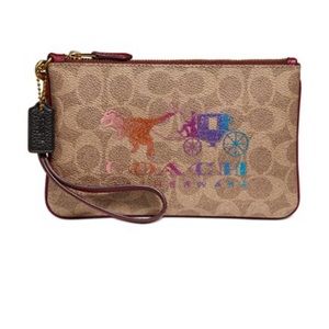 Rexy & Carriage rainbow Coach Wristlet